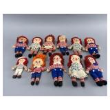 Lot of 11 Raggedy Ann & Andy Dolls, Assorted Sizes