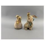 Vintage Fabric Rabbits Pair, 6ï¿½7 Inches Tall