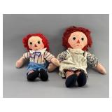 Vintage Raggedy Ann & Andy Cloth Dolls Pair