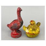 Cast Iron Goose & Ceramic Hen Still Banks