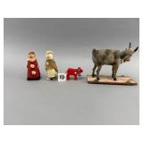 Carved Wooden Figurine Lot - 4 Pieces