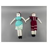 Pair of Handmade Cloth Dolls, 17" & 15"