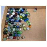 Vintage Glass Marbles Assortment, Approx. 90 Pcs