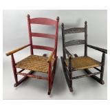 Child's Ladder-Back Rocking Chairs, Red and Black