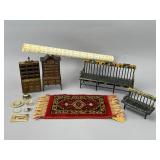 Miniature Furniture and Decor Set, Mixed Materials