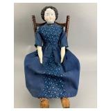 21-Inch China Head Doll With Black Curly Hair