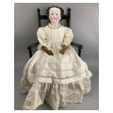 20-Inch China Head Lady Doll With Lace Gown