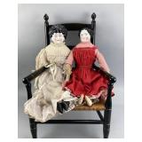 later example China Head Dolls, 22' & 18'