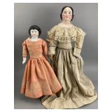 Two China Head Dolls, 22' & 18'