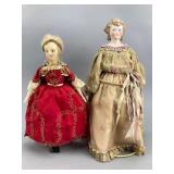 16in Parian and 11.5in Wax Dolls in Vintage Dress