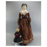 Pair of Vintage Chalk & Paper-Mï¿½chï¿½ Dolls