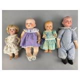 Group of 4 Vintage Baby Dolls, 8.5-13 Inches