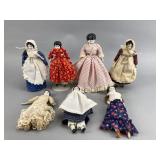 Collection of 7 Antique 6-8 Inch Dolls