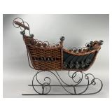 Wicker and Metal Decorative Sleigh