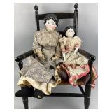 Pair of Antique China Head Dolls, 24' & 18'