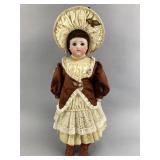 Antique Bisque Doll w/ Leather Body, Marked '7'