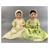 Pair of German Bisque Baby Dolls, Antique