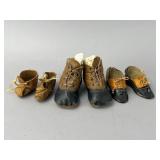 Lot of Five Miniature Doll Shoes, Leather &