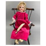 S.F.B.J. Depose Bisque And Cloth Doll, Pink Dress