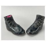 Children's Black Leather Button Shoes, Size 4