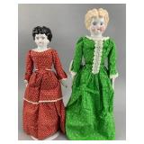 Pair of 17-Inch and 15-Inch Porcelain Dolls