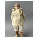 14' School Boy Doll, Bisque Head, Cloth Body