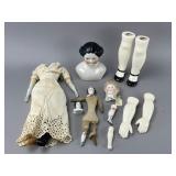 Porcelain China Doll Parts With 1 Full Doll