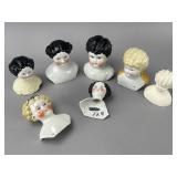 Porcelain Doll Heads Lot With Painted Hairstyles