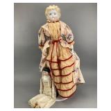 Antique China Head Dolls: 28' Blonde, 15.5' Black