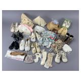 Assorted Vintage Baby Accessories and Leather