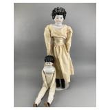 Pair of German China Head Dolls, 27ï¿½ & 21ï¿½