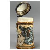 Mettlach Ceramic Beer Stein, Model 2123