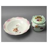 T&V Ceramic Bowl and Covered Container
