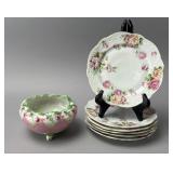Floral Porcelain Plates and Bowl Set