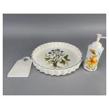 Grouping of Ceramic Dish, Grater, and Soap