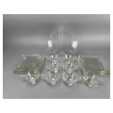 Clear Glass Serveware Set, Marked 