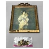 Framed Artwork of Woman Holding Flowers