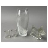 Clear Glass Vase and Assorted Items