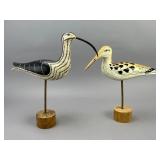 Carved Wooden Bird Figures on Metal Rods