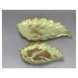 Frankoma Leaf-Shaped Ceramic Dishes, Pair
