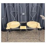 Metal Frame Bench Heart Backrest Wooden Seats