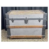 Wooden Trunk with Metal Accents and Rope Handles