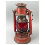 Triumph No. 2 Metal Lantern with Red Glass Globe