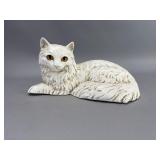 Homco Reclining Cat Ceramic Figurine, Textured Fur