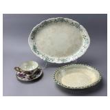 Buffalo Pottery Platter, Bowl, and Limoges Teacup