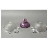 Enesco Glass Turtle Figurines with Swirled Shell