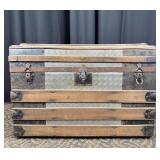 Wood and Metal Steamer Trunk, Vintage