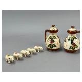 Ceramic Salt Pepper Shakers with Pig Figurines