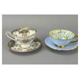 Pair of Shelley Porcelain Teacups with Saucers