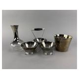 Metallic Glass Decanter and Bowl Set with Stand